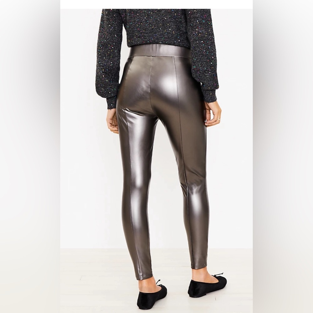 Loft Faux Leather Metallic Leggings - Picture 4 of 5